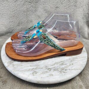 Mangos Shoes Womens Size 8 Blue Slip On Sandals *GUC*